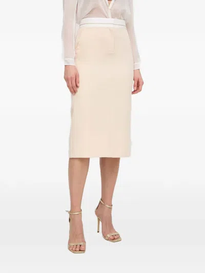 Patrizia Pepe Back-slit Midi Skirt In Multi