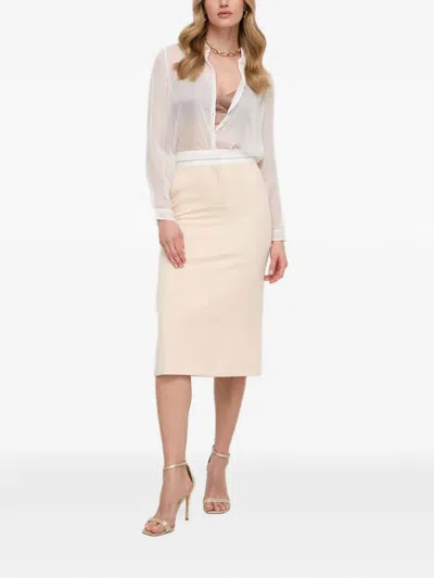 Patrizia Pepe Back-slit Midi Skirt In Multi