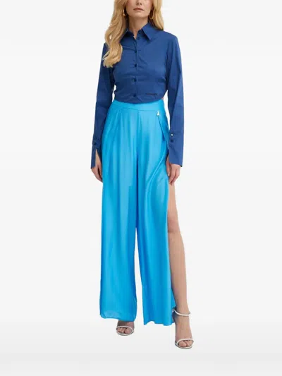 Patrizia Pepe Logo Buttoned Shirt In Blue