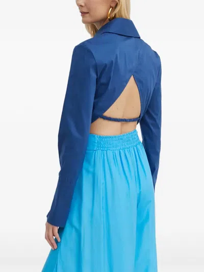 Patrizia Pepe Logo Buttoned Shirt In Blue