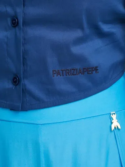 Patrizia Pepe Logo Buttoned Shirt In Blue