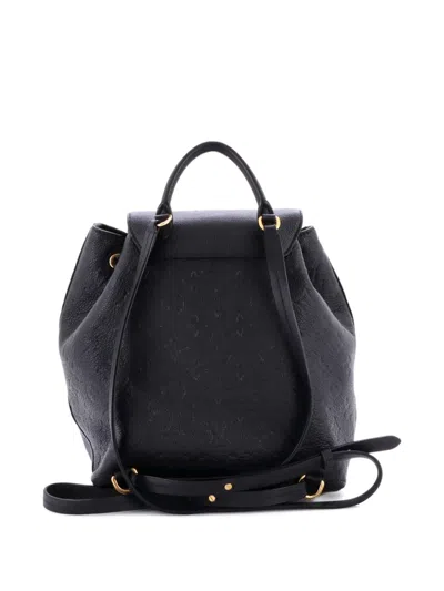 Pre-owned Louis Vuitton Montsouris Nm Monogram Empreinte Leather Pm Backpack In Black