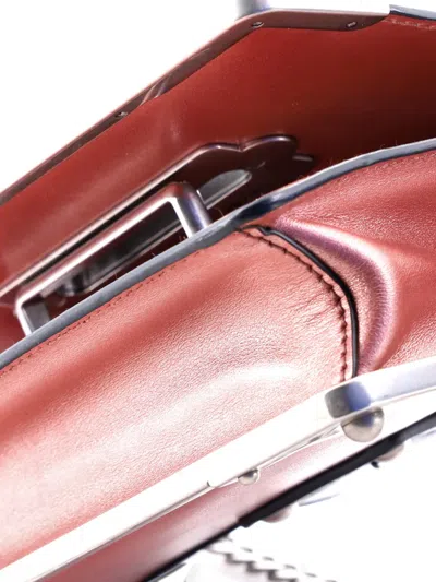 Pre-owned Prada Cahier Chain City Calf And Saffiano Small Crossbody Bag In Pink