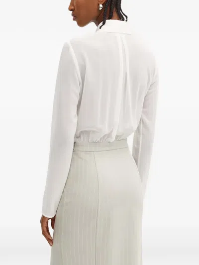 Patrizia Pepe Pinstripe Slit Midi Dress In White