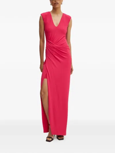 Patrizia Pepe V-neck Split Maxi Dress In Pink