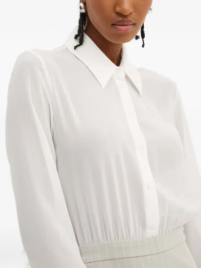 Patrizia Pepe Pinstripe Slit Midi Dress In White