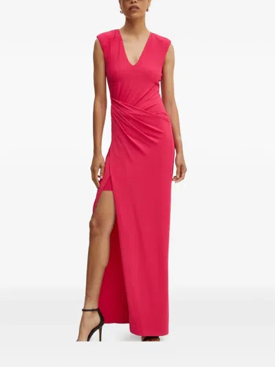 Patrizia Pepe V-neck Split Maxi Dress In Pink