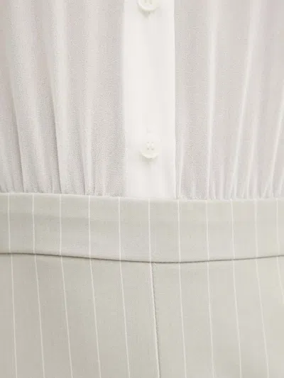 Patrizia Pepe Pinstripe Slit Midi Dress In White