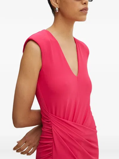 Patrizia Pepe V-neck Split Maxi Dress In Pink