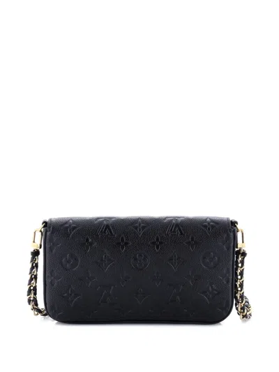 Pre-owned Louis Vuitton Felicie Pochette Monogram Empreinte Leather Crossbody Bag In Black