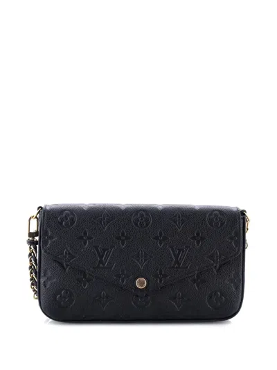 Pre-owned Louis Vuitton Felicie Pochette Monogram Empreinte Leather Crossbody Bag In Black