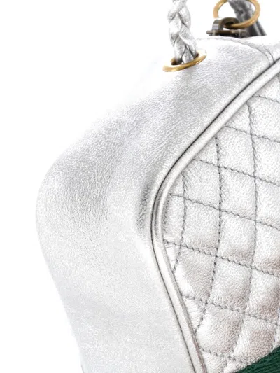 Pre-owned Gucci Trapuntata Camera Bag Quilted Leather Mini Crossbody Bag In Silver