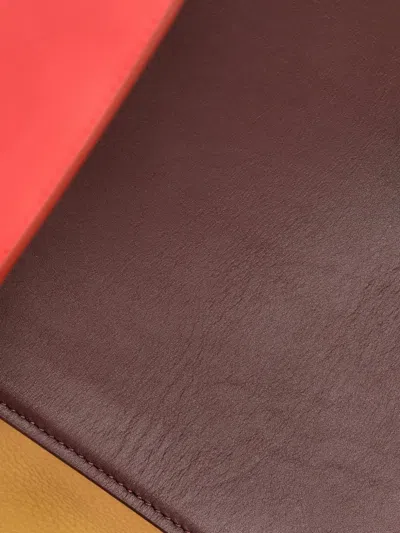 Pre-owned Celine Tricolor Trapeze Bag Leather Small Satchel In Brown