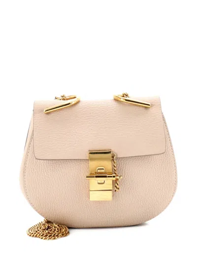 Pre-owned Chloé Drew Leather Mini Crossbody Bag In Neutral
