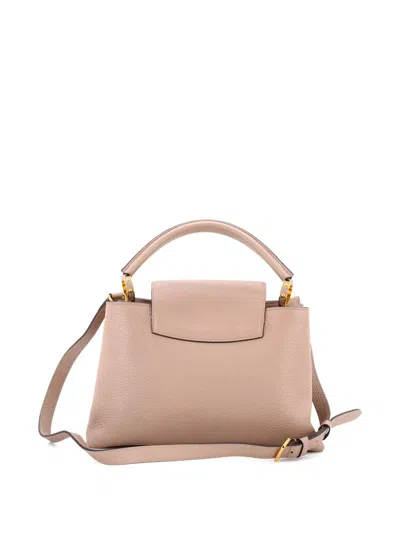 Pre-owned Louis Vuitton Capucines Bag Leather Pm Satchel In Neutral