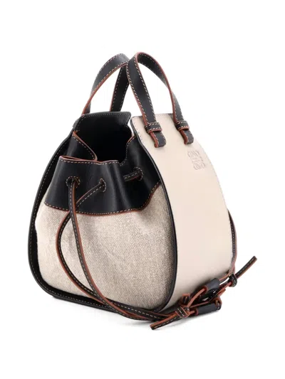 Pre-owned Loewe Hammock Bag Leather And Canvas Mini Crossbody Bag In Neutral