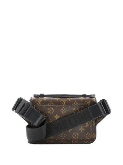 Pre-owned Louis Vuitton S Lock Sling Bag Macassar Monogram Canvas Belt Bag In Black
