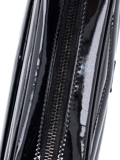 Pre-owned Saint Laurent Lou Camera Bag Matelasse Chevron Patent Mini Crossbody Bag In Black