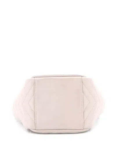 Pre-owned Saint Laurent Joe Matelasse Chevron Leather Mini Bucket Bag In Neutral