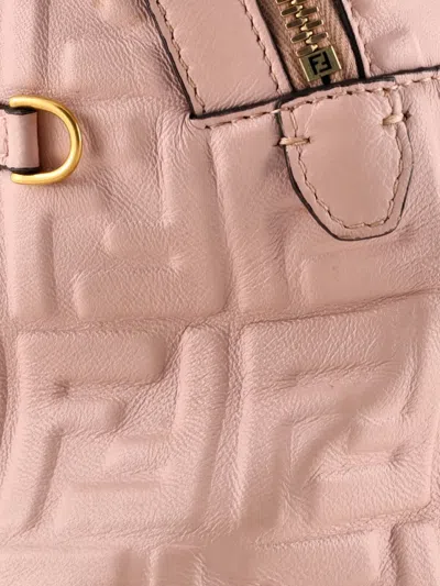 Pre-owned Fendi By The Way Zucca Embossed Leather Mini Backpack In Pink