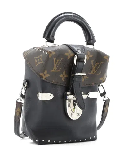 Pre-owned Louis Vuitton Camera Box Handbag Studded Monogram Canvas And Leather Crossbody Bag In Black