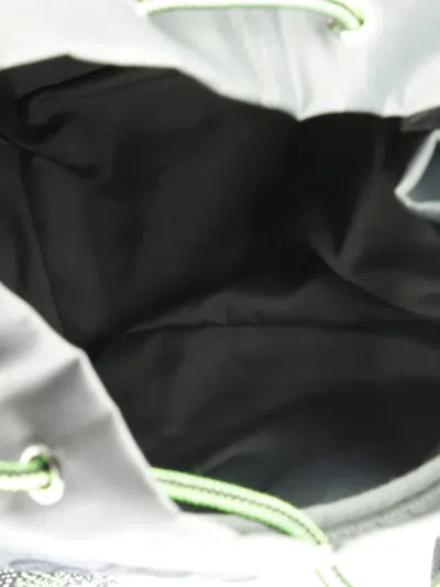 Pre-owned Gucci Panelled Double Buckle Gg Jacquard Nylon And Rubber Large Backpack In Gray