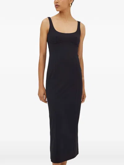 Patrizia Pepe Scoop-neck Midi Dress In Black