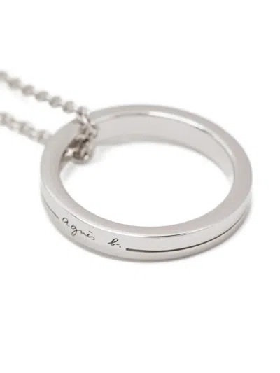 Agnès B. Iconic Logo-ring Necklace In Silver