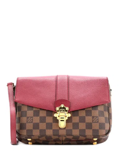 Pre-owned Louis Vuitton Clapton Handbag Damier And Leather Pm Crossbody Bag In Brown