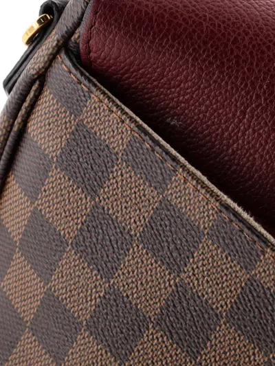 Pre-owned Louis Vuitton Clapton Handbag Damier And Leather Pm Crossbody Bag In Brown