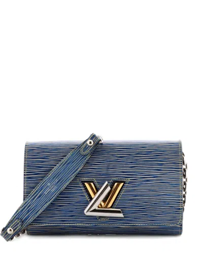 Pre-owned Louis Vuitton Twist Chain Wallet Epi Leather Crossbody Bag In Blue