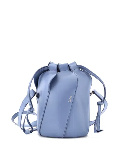 Pre-owned Chloé Tulip Leather Small Bucket Bag In Blue