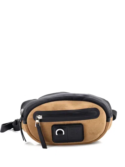 Pre-owned Loewe Round Bum Bag Suede And Nylon Small Belt Bag In Brown