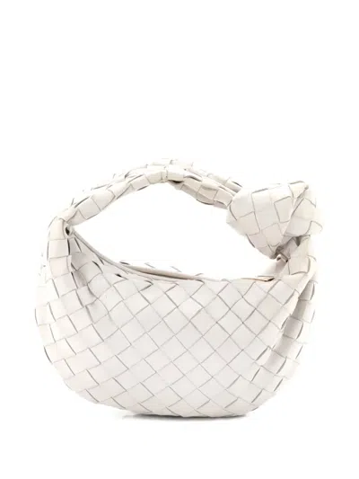 Pre-owned Bottega Veneta Bv Jodie Intrecciato Nappa Mini Hobo Bag In White