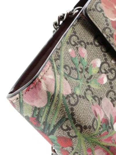 Pre-owned Gucci Dionysus Chain Wallet Blooms Print Gg Coated Canvas Small Crossbody Bag In Brown