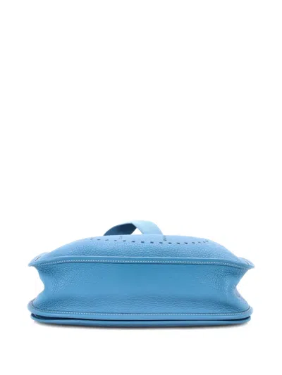 Pre-owned Hermes Evelyne Bag Gen Ii Clemence Gm Crossbody Bag In Blue