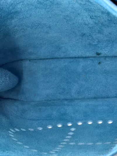 Pre-owned Hermes Evelyne Bag Gen Ii Clemence Gm Crossbody Bag In Blue