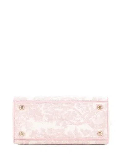 Pre-owned Dior Toile De Jouy Lady D-lite Bag Embroidered Canvas Tote Bag In Pink