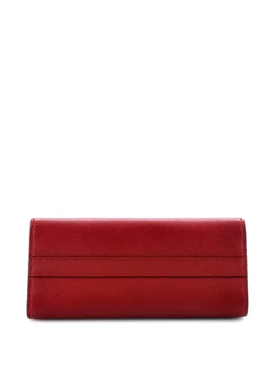Pre-owned Prada Monochrome Saffiano Leather Small Shoulder Bag In Red
