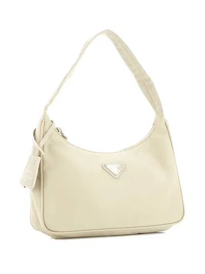 Pre-owned Prada Re-edition 2000 Tessuto Mini Hobo Bag In Neutral
