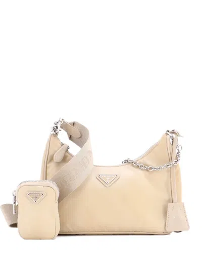 Pre-owned Prada Re-edition 2005 Shoulder Bag Tessuto Small Crossbody Bag In Neutral
