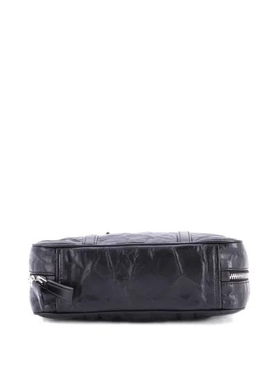 Pre-owned Prada Re-edition Top Handle Bauletto Bag Nappa Antique Medium Satchel In Black