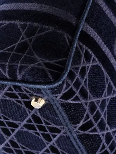 Pre-owned Dior Lady D-lite Bag Cannage Embroidered Velvet Medium Tote Bag In Blue