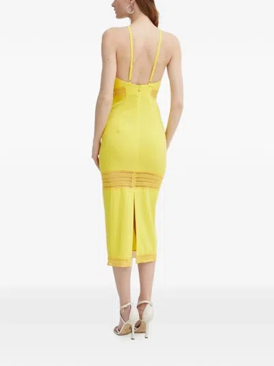 Patrizia Pepe Crochet-panel Midi Dress In Yellow