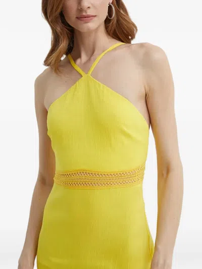 Patrizia Pepe Crochet-panel Midi Dress In Yellow