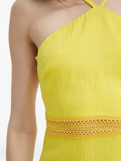 Patrizia Pepe Crochet-panel Midi Dress In Yellow