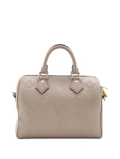 Pre-owned Louis Vuitton Speedy Bandouliere Bag Monogram Empreinte Giant 25 Satchel In Neutral
