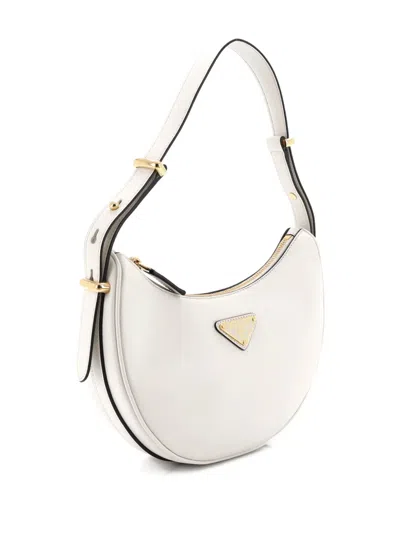 Pre-owned Prada Arque Half Moon Leather Small Hobo Bag In White