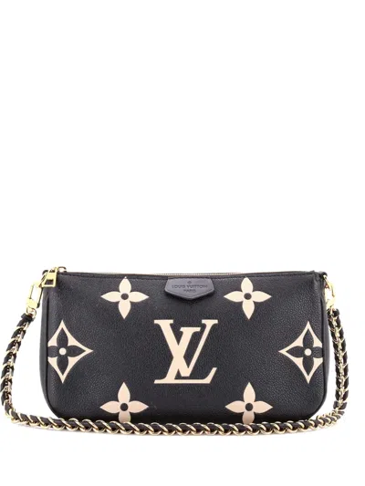Pre-owned Louis Vuitton Multi Pochette Accessoires Bicolor Monogram Empreinte Giant Crossbody Bag In Black