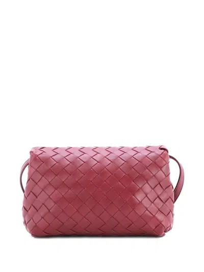 Pre-owned Bottega Veneta Convertible Flap Shoulder Bag Intrecciato Nappa Small Crossbody Bag In Red
